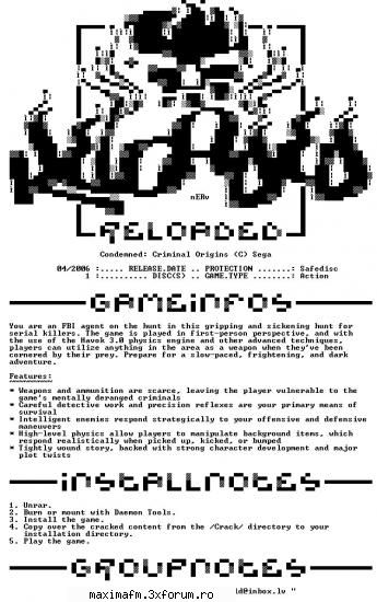 Condemned Criminal Origins - Information: Download: rld-cond.iso - Jocuri Full/Full Games/Juegos Full